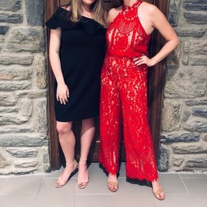 Red lace jumpsuit from ASOS